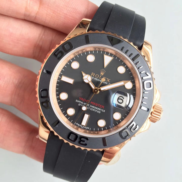 Replica Automatic Watch for Men Yacht Master m126655-0002 40MM Rose Black Dial