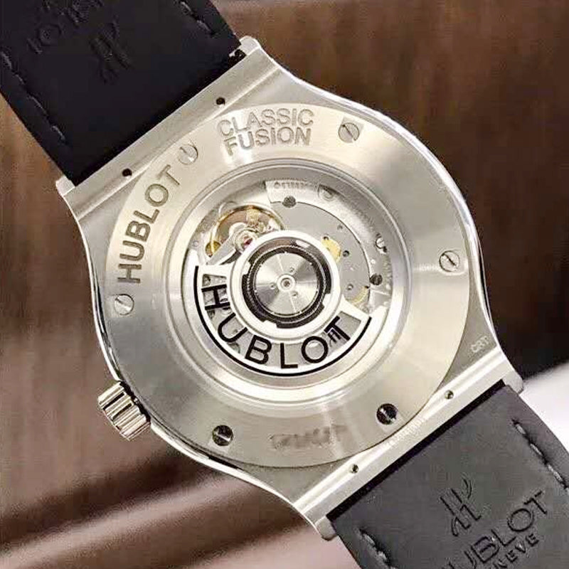 Replica Automatic Watch for Classic Fusion Leather Strap 42MM Silver Grey Dial