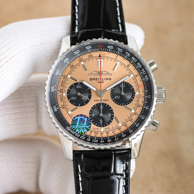 Automatic Watch for Aviation Timing AB0138241K1P1 Leather Strap 43MM Dial