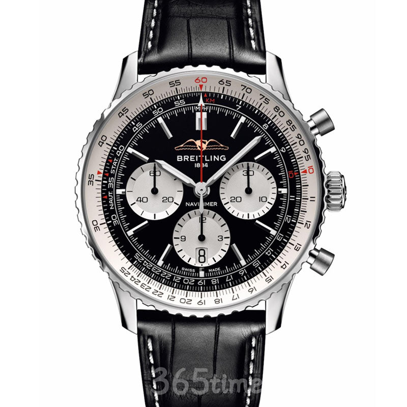 Automatic Watch for Aviation Timing AB0138211B1P1 Leather Strap 43MM Dial
