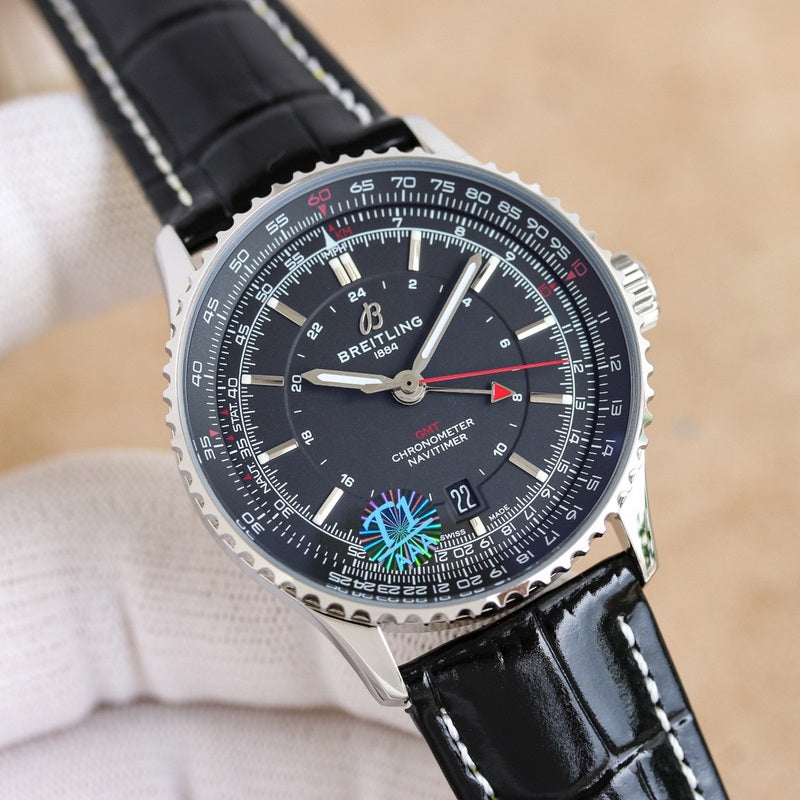 Automatic Watch for Aviation Timing GMT A32310251B1P1 Leather Strap 41mm Dial
