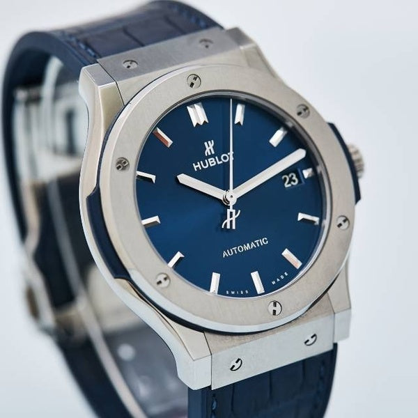 Replica Automatic Watch for Classic Fusion Leather Strap 42MM Blue Dial