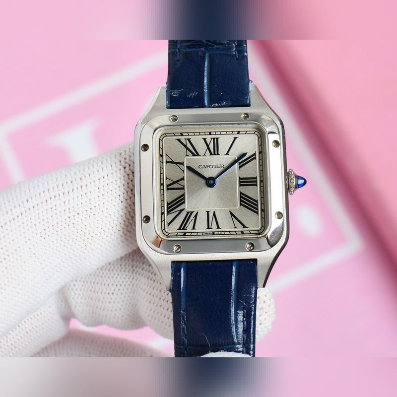 Japanese Quratz Movement Watch for SANTOS 43.5mm*31.4mm Leather Strap WGSA0022