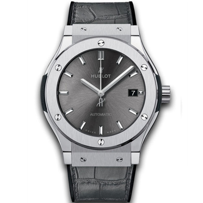 Replica Automatic Watch for Classic Fusion Leather Strap 42MM Silver Grey Dial