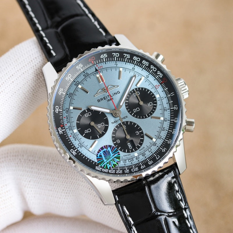 Automatic Watch for Aviation Timing AB0138241C1P1 Leather Strap 43MM Dial