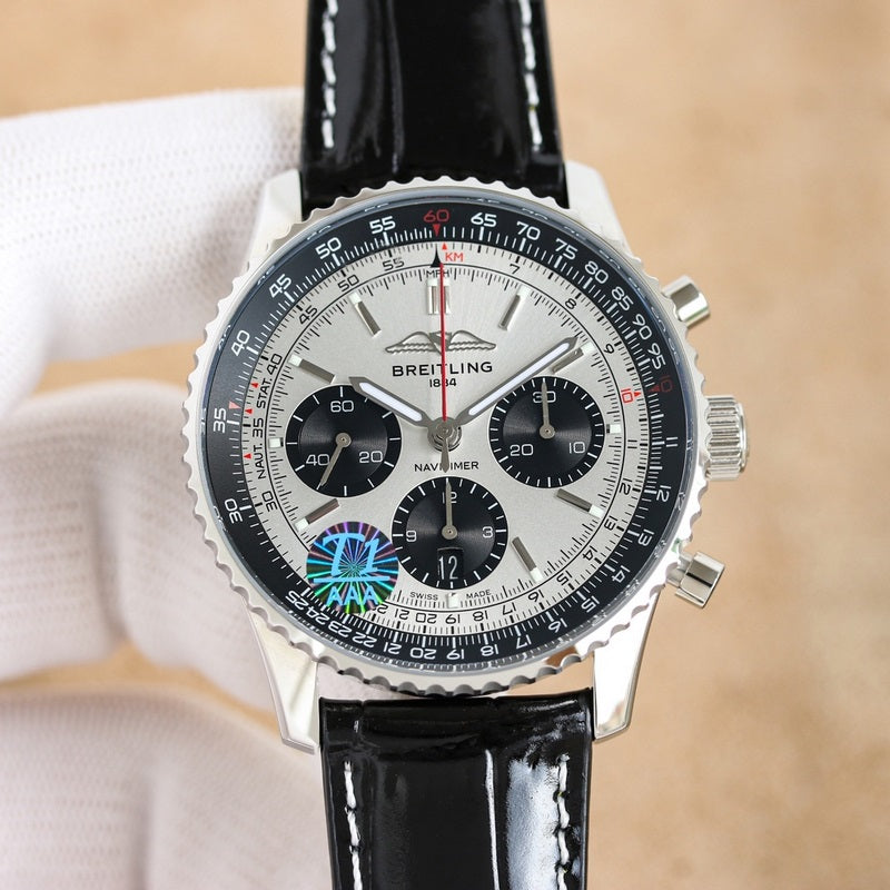 Automatic Watch for Aviation Timing AB0138241G1P1 Leather Strap 43MM Dial