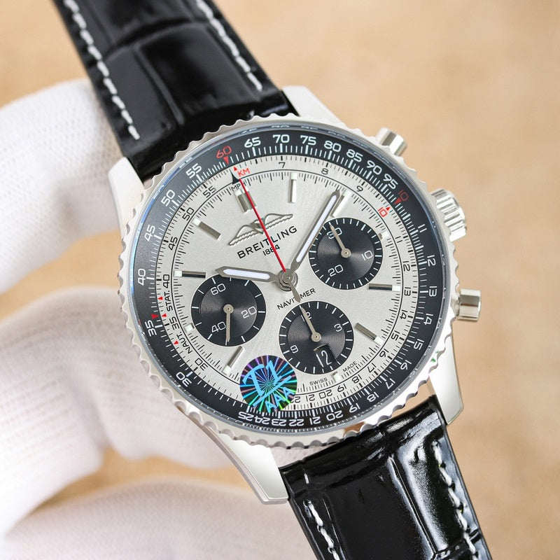 Automatic Watch for Aviation Timing AB0138241G1P1 Leather Strap 43MM Dial