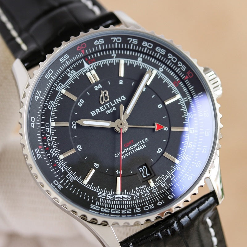 Automatic Watch for Aviation Timing GMT A32310251B1P1 Leather Strap 41mm Dial