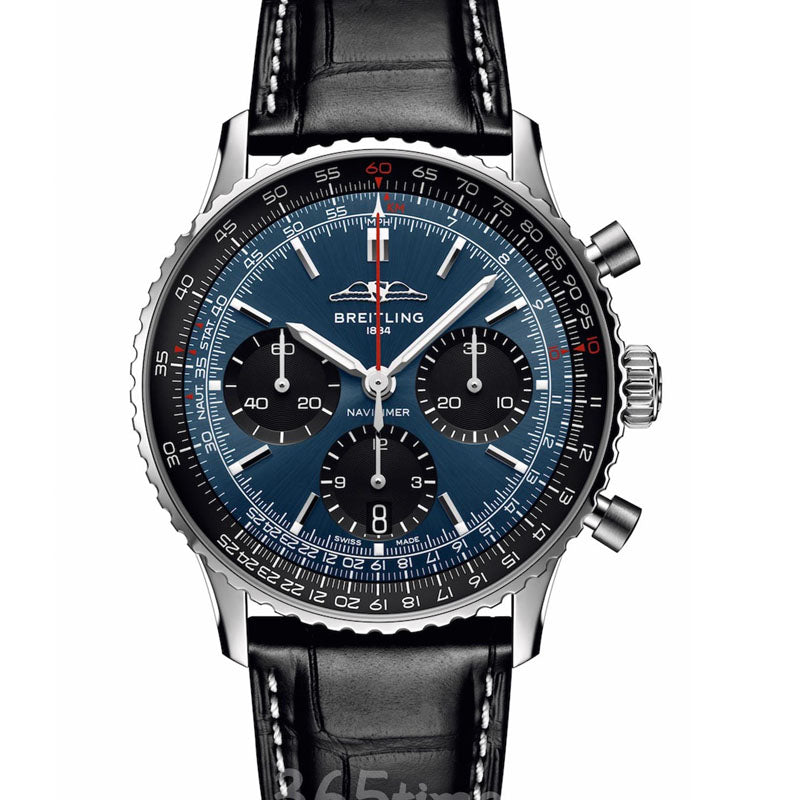 Automatic Watch for Aviation Timing AB0139241C1P1 Leather Strap 43MM Dial