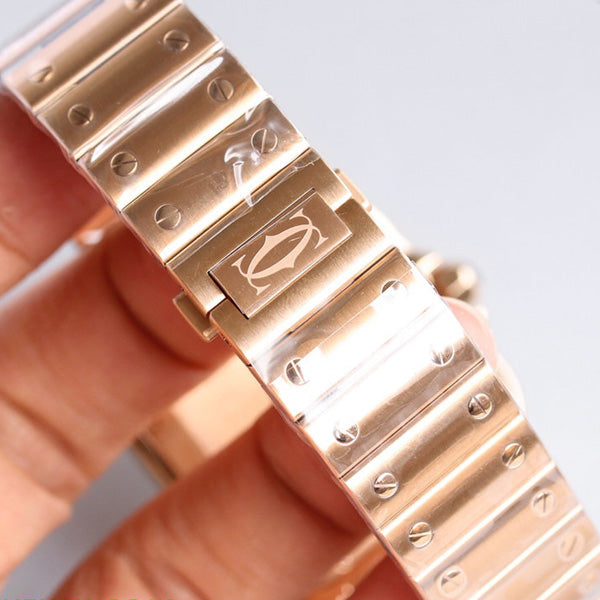 Replica Automatic Watch for SANTOS 47.5*39.8mm Steel Strap Rose White Dial