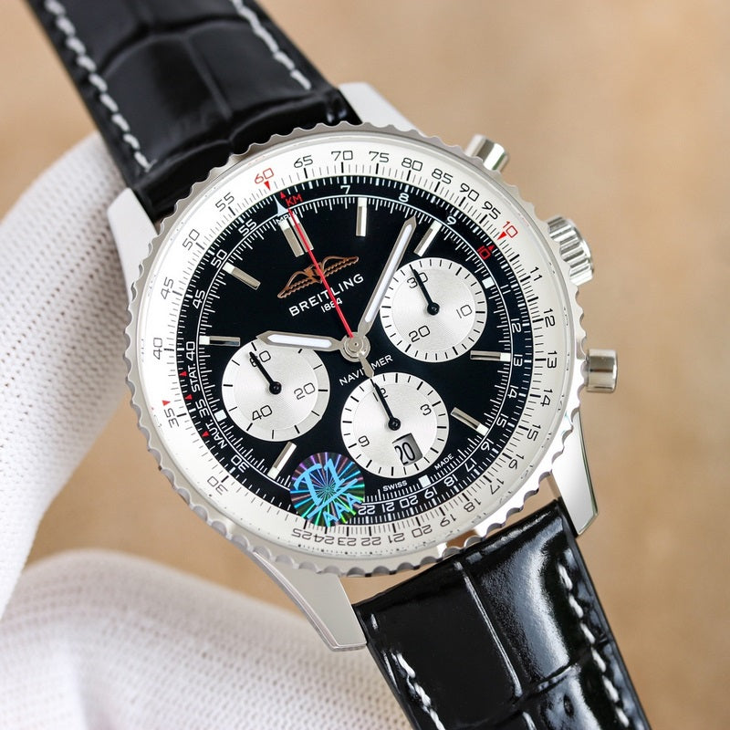 Automatic Watch for Aviation Timing AB0138211B1P1 Leather Strap 43MM Dial
