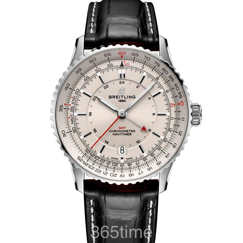 Automatic Watch for Aviation Timing GMT A32310211G1P1 Leather Strap 41mm Dial