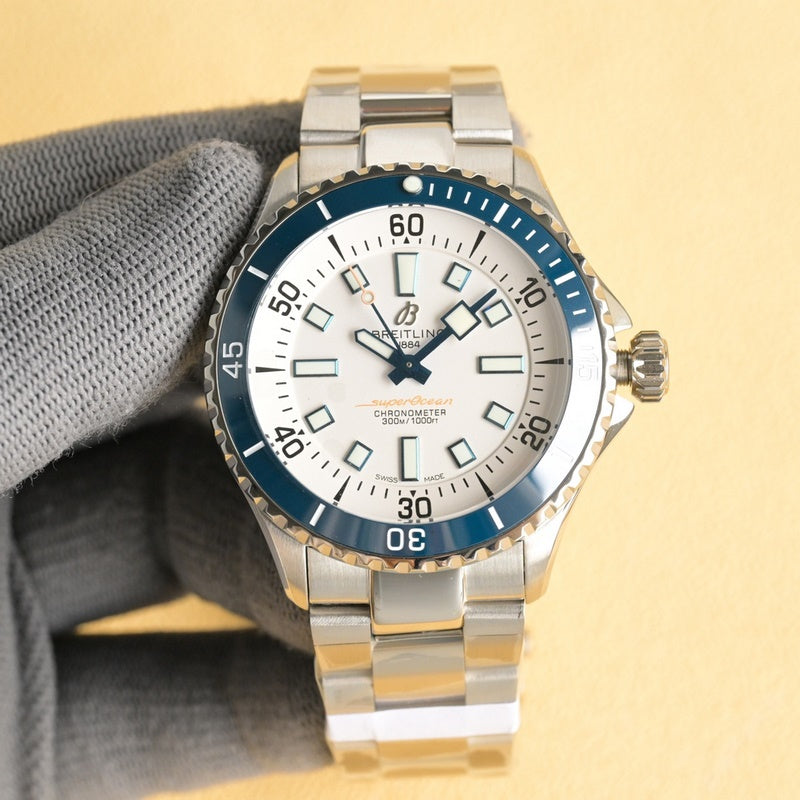 Automatic Watch for SUPEROCEAN A17375E71G1A1 Stainless Strap White 44MM Dial