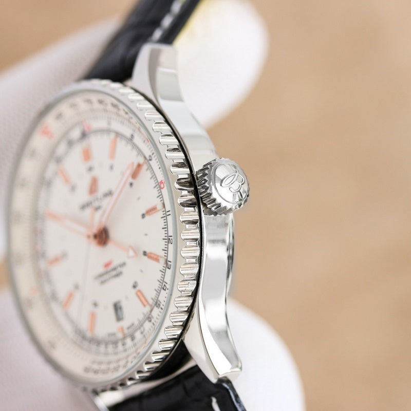 Automatic Watch for Aviation Timing GMT A32310211G1P1 Leather Strap 41mm Dial