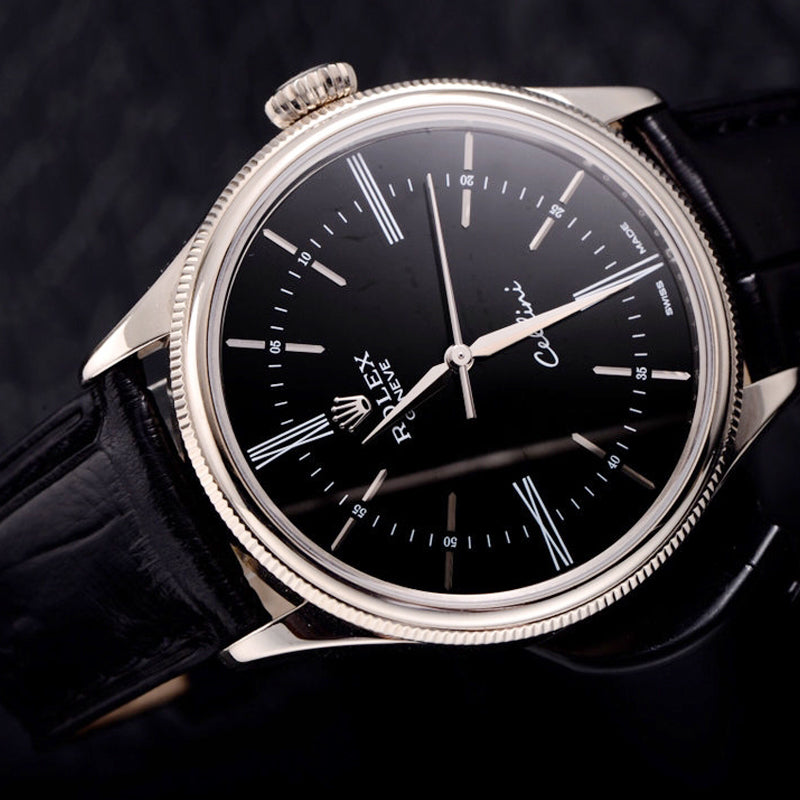 Luxury Automatic Watch for Men Cellini m50509-0006 Leather Band 39MM Black Dial