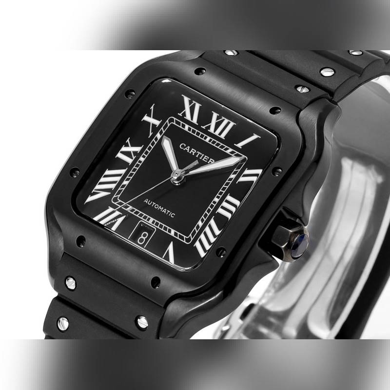 Replica Automatic Mechanical Watch for SANTOS 47.5*39.8mm Black Dial
