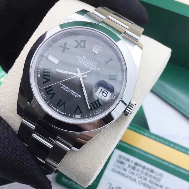 Luxury Automatic Watch for Men Datejust Steel Band 41MM Silver Grey Dial