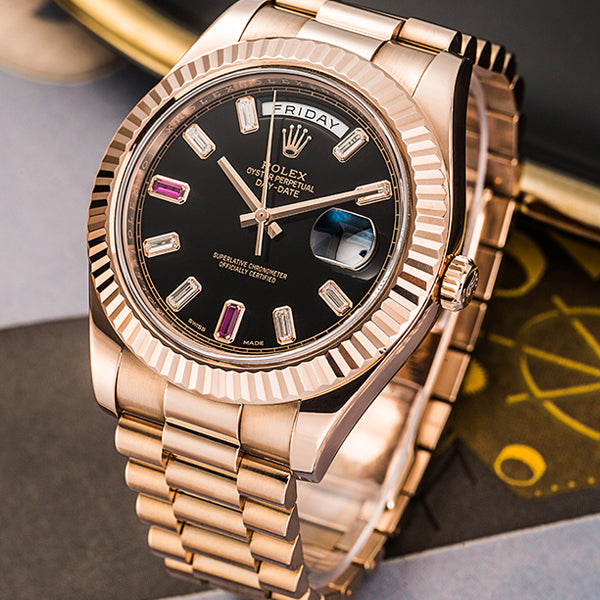 Luxury Automatic Watch for Men Daydate Rose Gold 40MM Dial