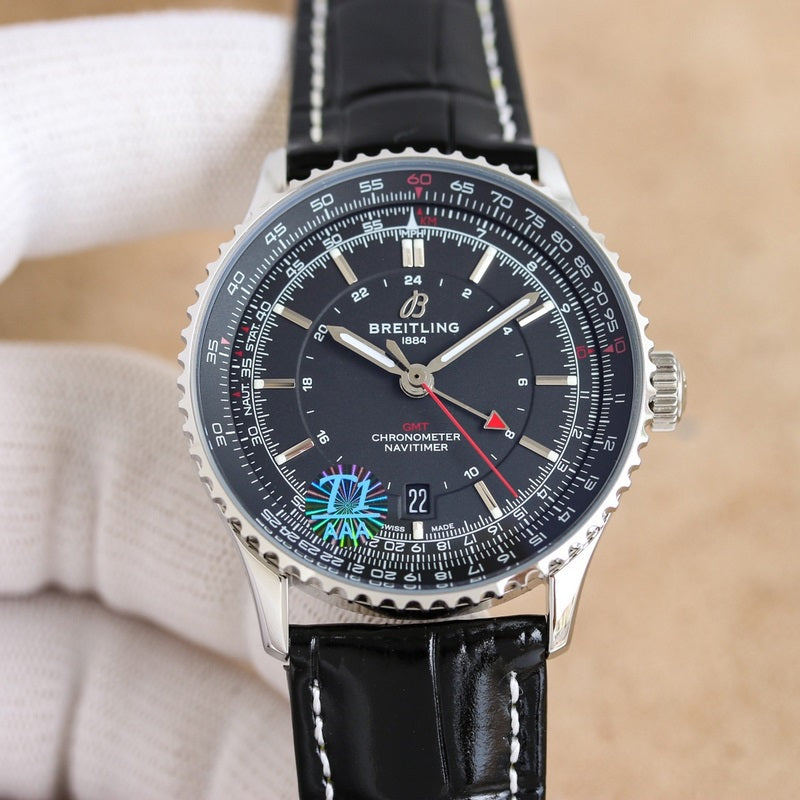 Automatic Watch for Aviation Timing GMT A32310251B1P1 Leather Strap 41mm Dial