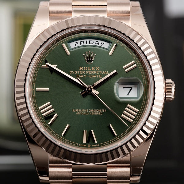 Luxury Automatic Watch for Men Daydate 40MM Rose Green Dial