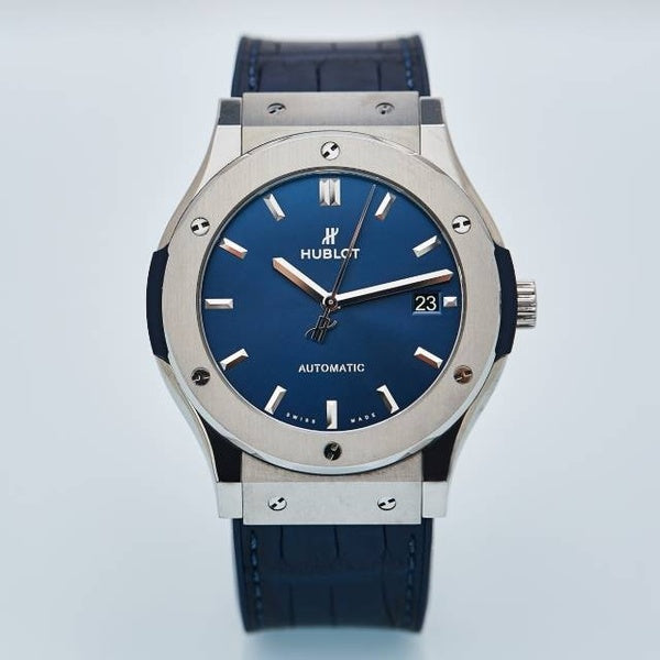 Replica Automatic Watch for Classic Fusion Leather Strap 42MM Blue Dial