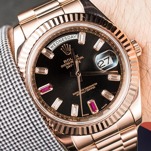 Luxury Automatic Watch for Men Daydate Rose Gold 40MM Dial