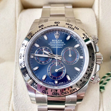 Luxury Automatic Watch for Men Cosmograph Daytona 40mm Silver Blue Dial