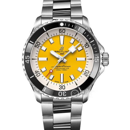 Automatic Watch for SUPEROCEAN A17375211I1A1 Stainless Strap Yellow 44MM Dial