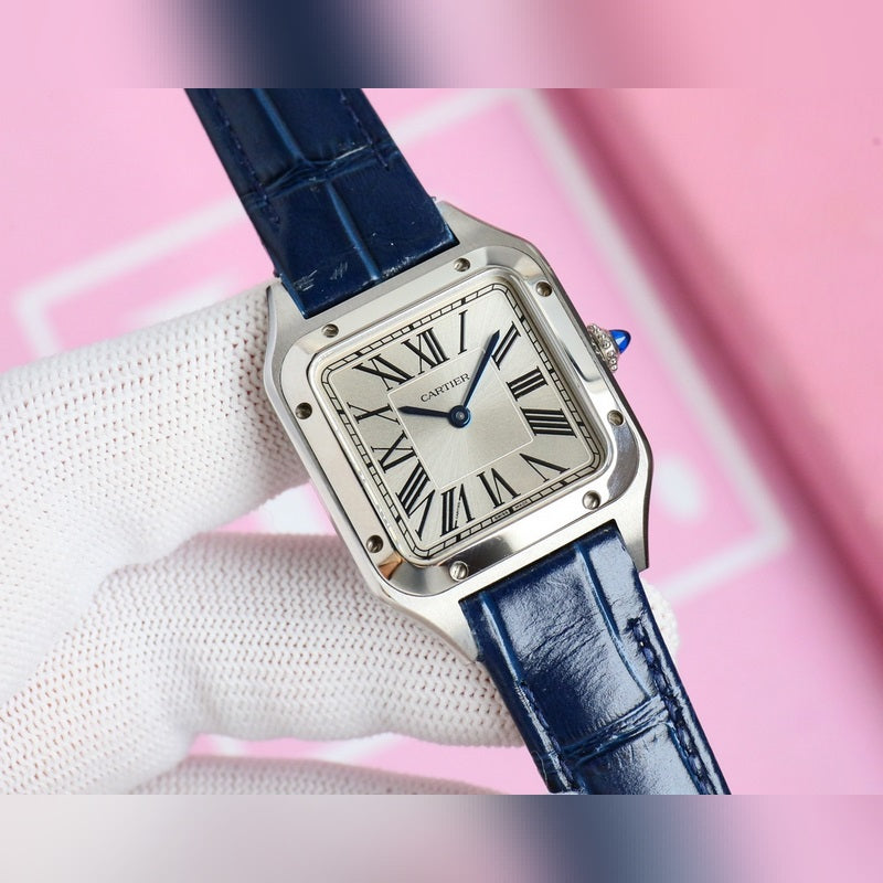 Japanese Quratz Movement Watch for SANTOS  43.5mm*31.4mm Leather Strap  WGSA0022