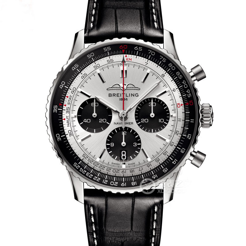Automatic Watch for Aviation Timing AB0138241G1P1 Leather Strap 43MM Dial