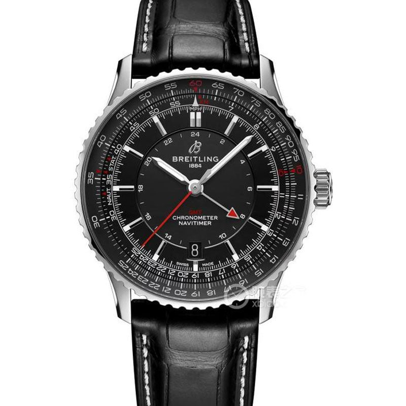 Automatic Watch for Aviation Timing GMT A32310251B1P1 Leather Strap 41mm Dial