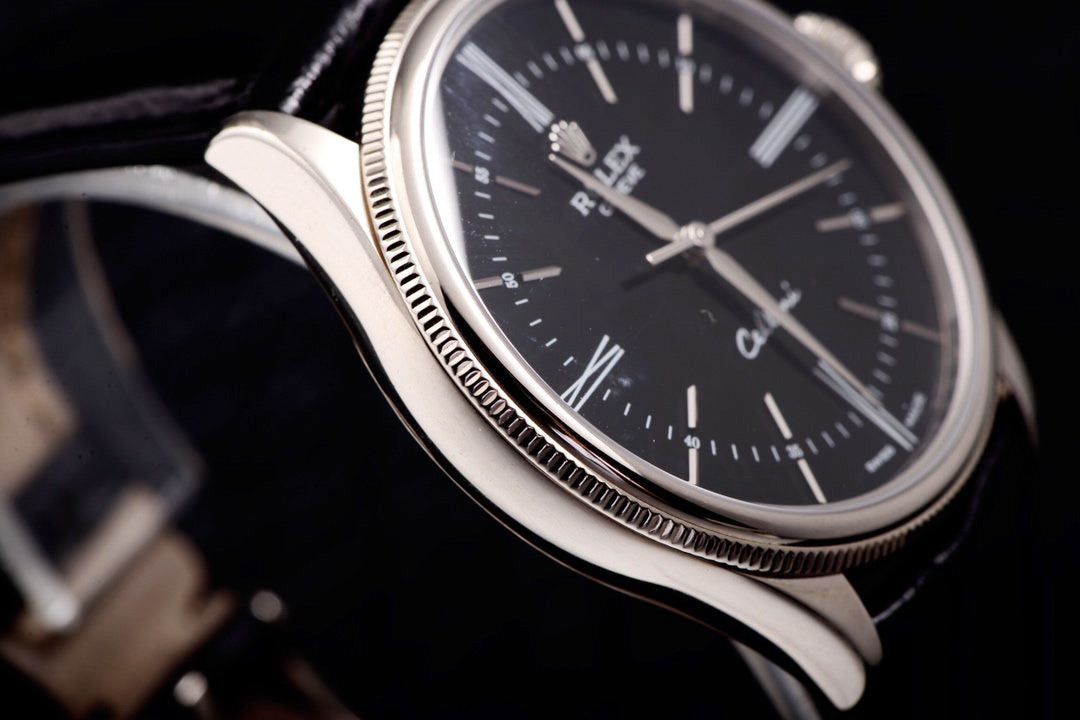 Luxury Automatic Watch for Men Cellini  m50509-0006 Leather Band 39MM Black Dial