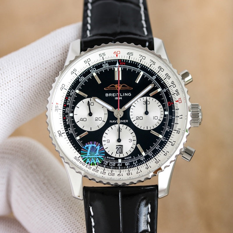 Automatic Watch for Aviation Timing  AB0138211B1P1 Leather Strap 43MM Dial