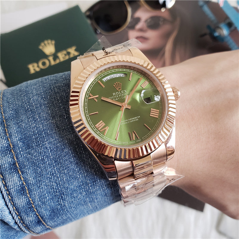 Luxury Automatic Watch for Men Daydate 40MM Rose Green Dial