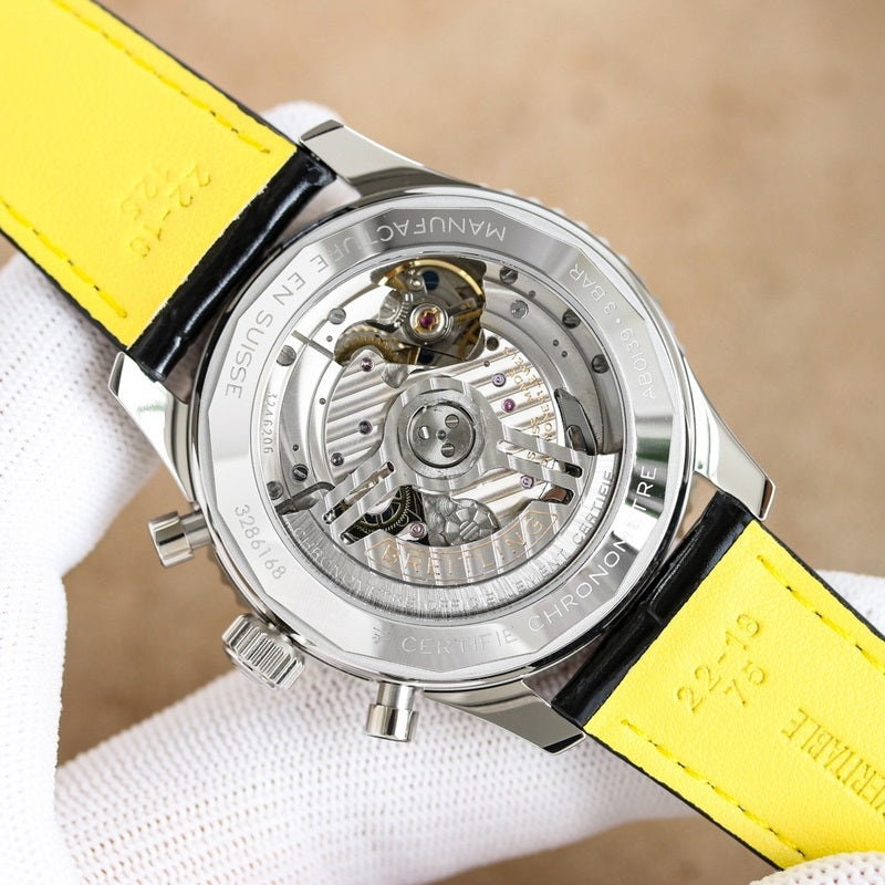 Automatic Watch for Aviation Timing AB0138241K1P1 Leather Strap 43MM Dial