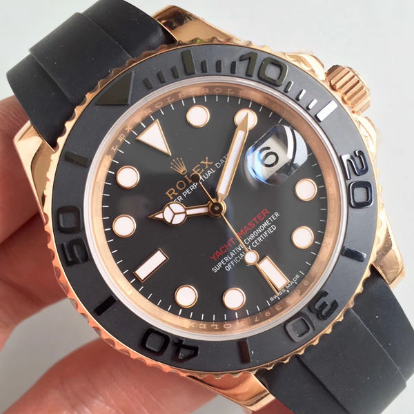 Replica Automatic Watch for Men Yacht Master  m126655-0002 40MM Rose Black Dial