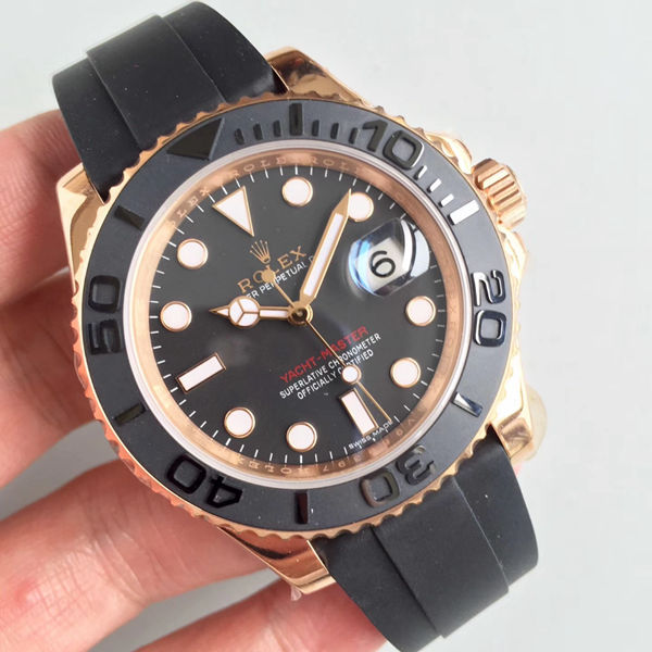 Replica Automatic Watch for Men Yacht Master  m126655-0002 40MM Rose Black Dial