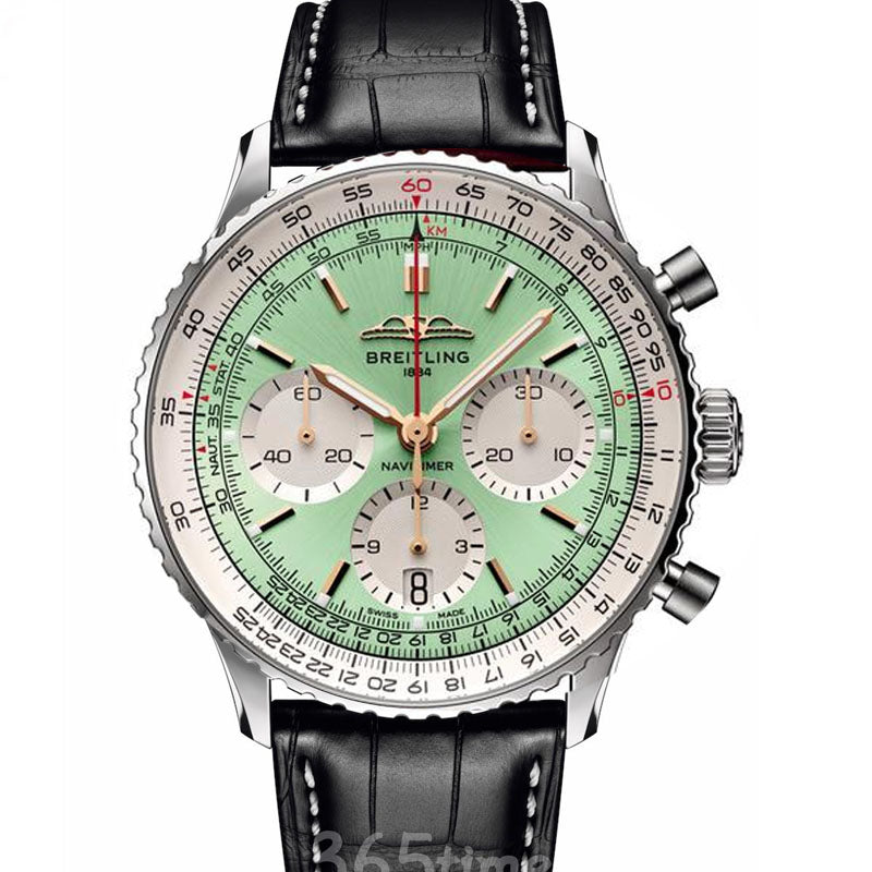 Automatic Watch for Aviation Timing  AB0139211L1P1 Leather Strap 43MM Dial