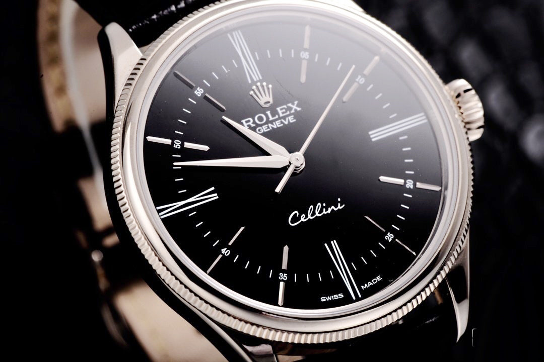 Luxury Automatic Watch for Men Cellini  m50509-0006 Leather Band 39MM Black Dial