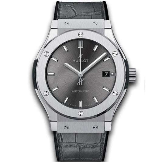 Replica Automatic Watch for Classic Fusion Leather Strap 42MM Silver Grey Dial