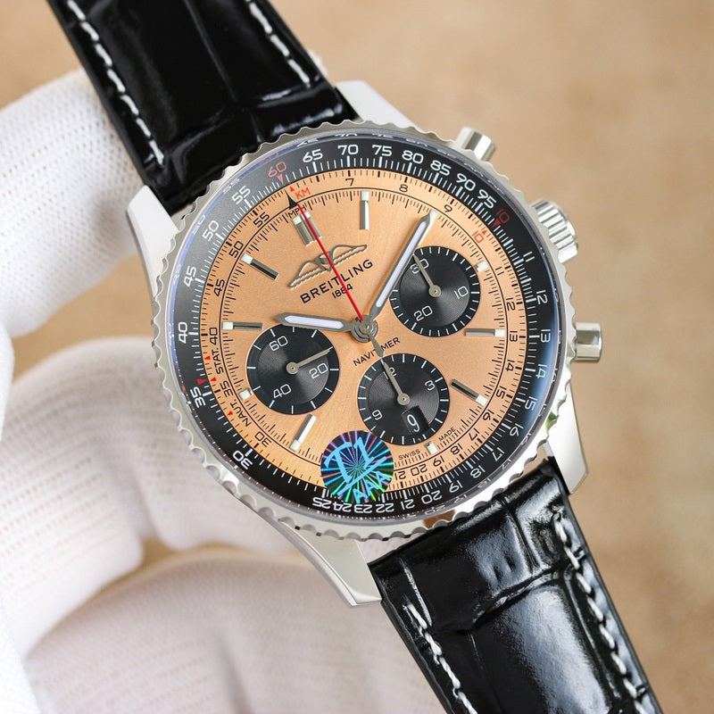 Automatic Watch for Aviation Timing AB0138241K1P1 Leather Strap 43MM Dial