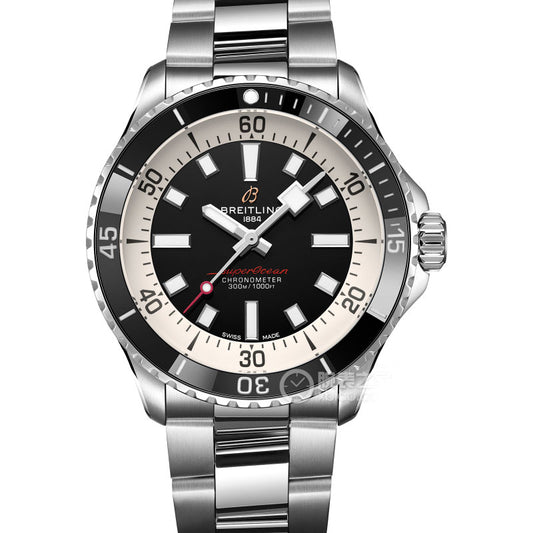 Automatic Watch for SUPEROCEAN A17375211I1A1 Stainless Strap Black 44MM Dial