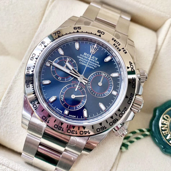 Luxury Automatic Watch for Men Cosmograph Daytona 40mm Silver Blue Dial