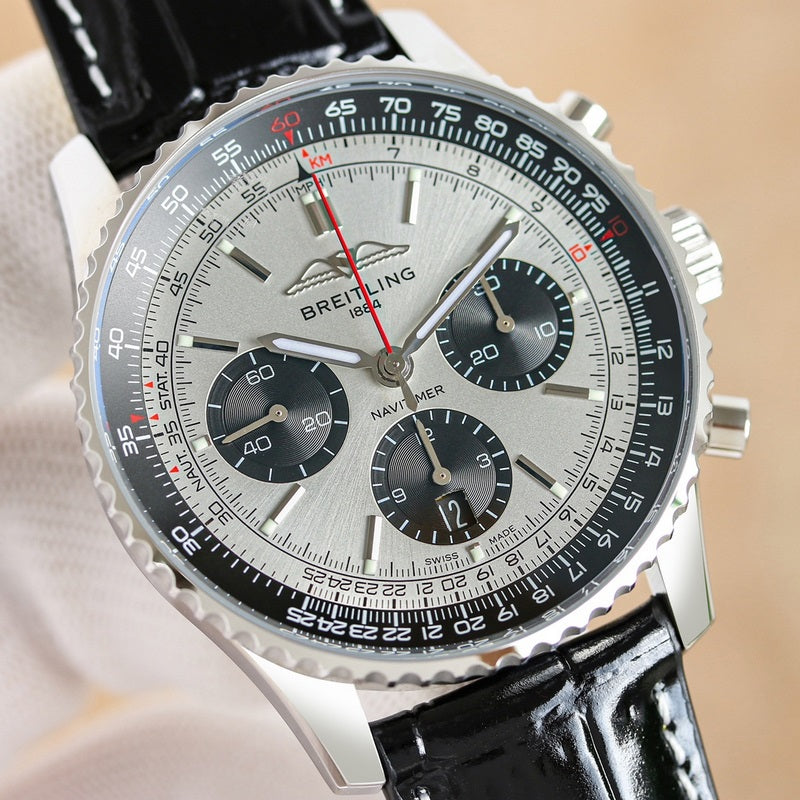 Automatic Watch for Aviation Timing AB0138241G1P1 Leather Strap 43MM Dial