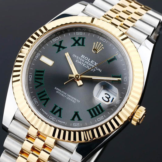 Luxury Automatic Watch for Men Datejust Steel Band 41MM Gold Grey Dial