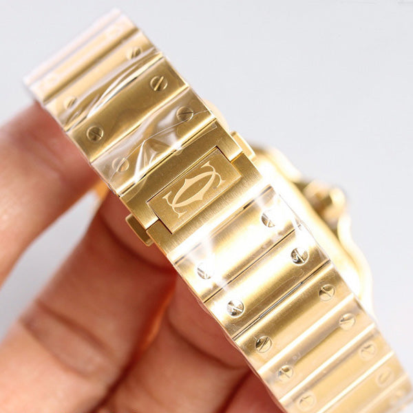 Replica Automatic Watch for SANTOS 47.5*39.8mm Steel Strap Gold White Dial