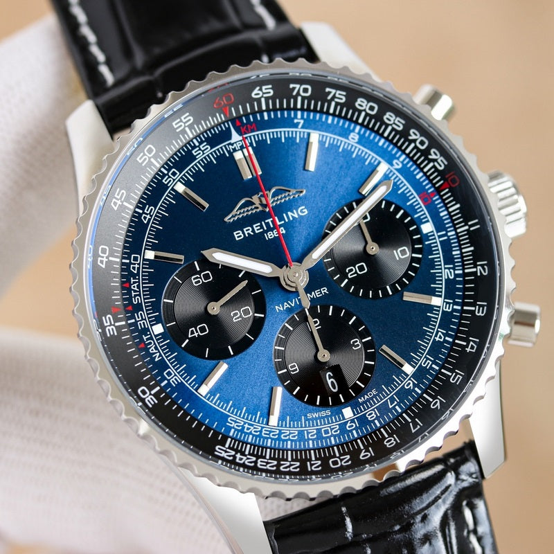 Automatic Watch for Aviation Timing  AB0139241C1P1 Leather Strap 43MM Dial
