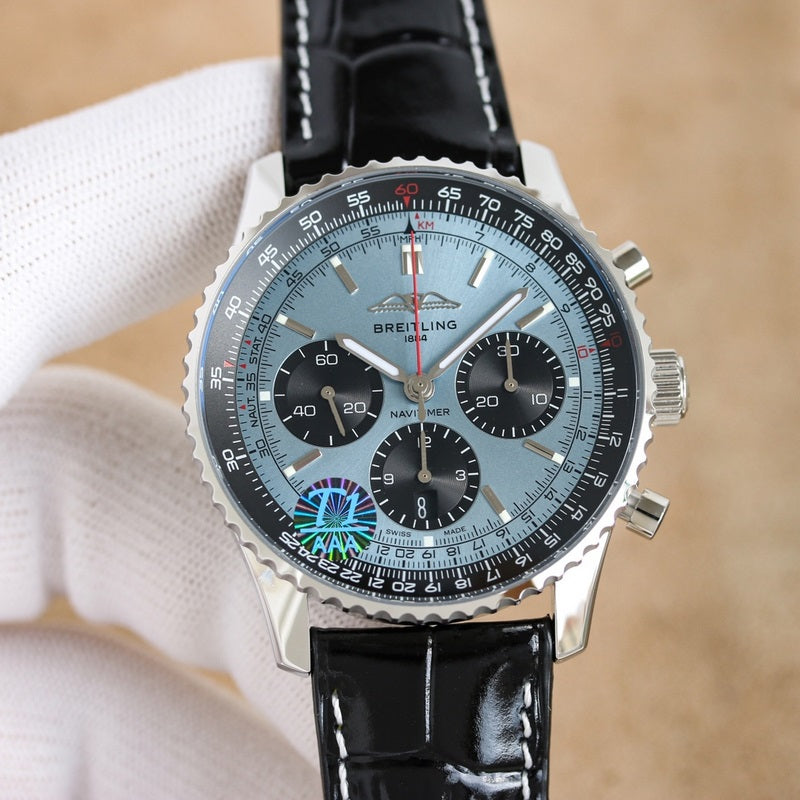 Automatic Watch for Aviation Timing  AB0138241C1P1 Leather Strap 43MM Dial