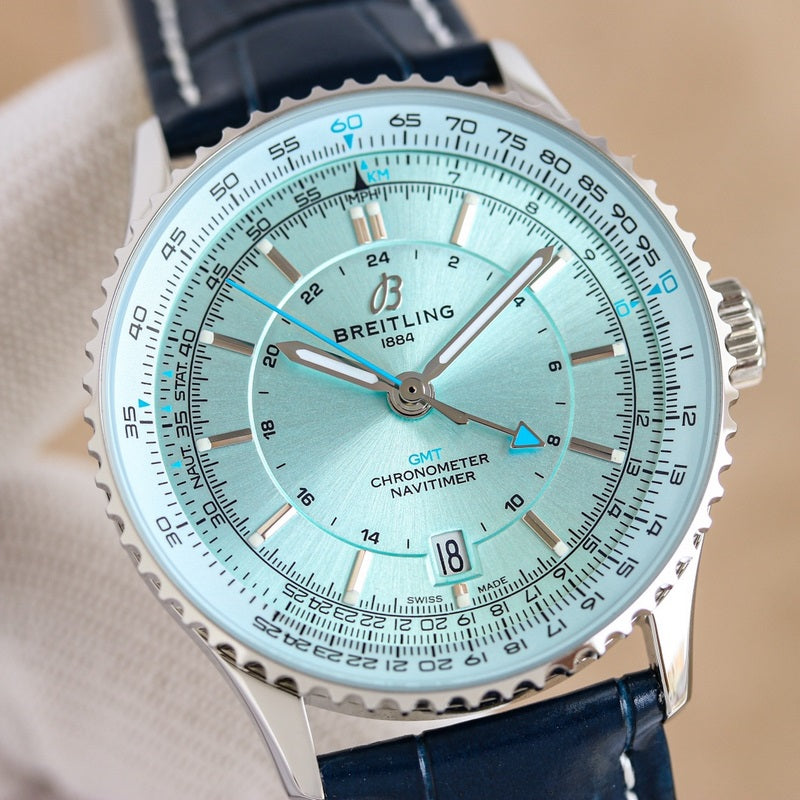 Automatic Watch for Aviation Timing GMT A32310171C1P1 Leather Strap 41mm Dial