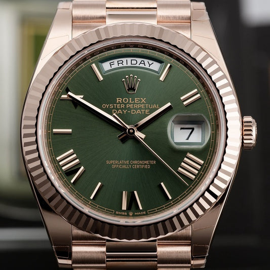 Luxury Automatic Watch for Men Daydate 40MM Rose Green Dial